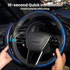 Hiseanllo Carbon Fiber Steering Wheel Cover 3PCS Set – Anti-Slip, Scratch-Resistant, Universal Fit for 14–16 Inch Wheels – Interior Car Accessories for Cars, SUVs, Trucks (Black)