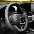 YHONGJT Soft Microfiber Leather Anti-Slip Car Steering Wheel Cover, Universal Fit 15 Inch for Women Girls, Fit Vehicles, Sedans, SUVS, Vans, Trucks - Black