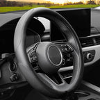 YHONGJT Soft Microfiber Leather Anti-Slip Car Steering Wheel Cover, Universal Fit 15 Inch for Women Girls, Fit Vehicles, Sedans, SUVS, Vans, Trucks - Black