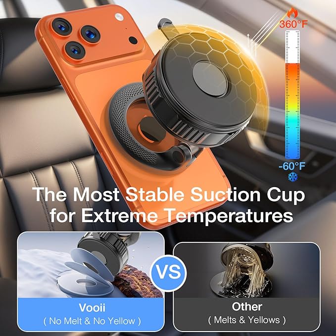 Phone Holders for Your Car for Magsafe (130+LB Strongest Ever Suction) 360° Adjustable Vacuum Car Phone Mount Magnetic, Car Phone Holder for iPhone 17 Pro Max for Automotive Multi Gauges