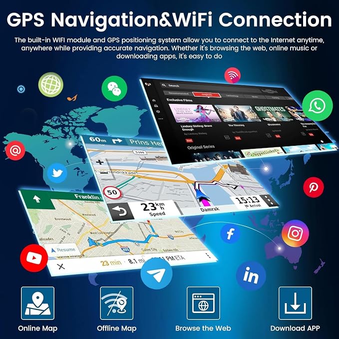 4+64G Double Din Car Stereo for Chevy Colorado 2004 2005 2006 2007 2008 2009-2012 with Wireless Carplay 10" Touch Screen Radio Head Unit Android 14 GPS Navigation Bluetooth Backup Camera Mirror Link