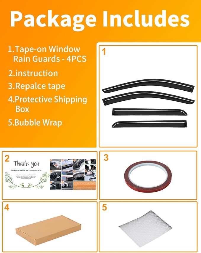 Extra-Thick Window Rain Guard Fit for Chevy Equinox 2025 2026 Rain Guards Tape-on Side Window Visors Low Profile Vent Visor Window Deflectors Vent Shades Car Accessories