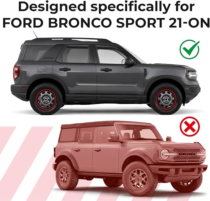 GrandWheel Window Deflectors Smoke Tinted in-Channel Side Window Vent Visor Deflectors Rain Guards Compatible with Bronco Sport 2021-2026 - 4pcs. GW0873