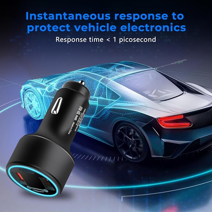 EMP Vehicle Protection, Protector Comes with 2 USB and 1 PDni Interfaces, Lightning, Solar Flare and Surge Protection, Suitable for 12-Volt DC in Cars and Trucks