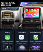 8Core 6GB 128GB Car Stereo for Honda CRV 2002-2006 Radio with Wireless Car Play Android Auto MirrorLink,9inch 1280X720P HD IPS Touch Screen 5.0Bluetooth FM/RDS GPS WiFi AHD Backup Camera