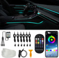 Upgraded 6-in-1 Car Ambient Lighting Kit, 315-inch Pre-Threaded Fiber Optic, APP & Remote Control, 16 Million Colors, Music Sync, High Brightness LED Interior Lights for Cars, Trucks, SUV
