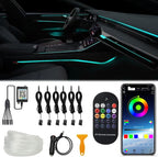 Upgraded 6-in-1 Car Ambient Lighting Kit, 315-inch Pre-Threaded Fiber Optic, APP & Remote Control, 16 Million Colors, Music Sync, High Brightness LED Interior Lights for Cars, Trucks, SUV
