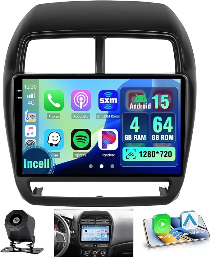 4G+64G Android 15 Radio for Mitsubishi Outlander Sport 2016-2022 Wireless CarPlay, 10'' Incell Full Touchscreen Stereo Android Auto Bluetooth 5G WiFi EQ FM RDS GPS WiFi SWC AHD Backup Camera
