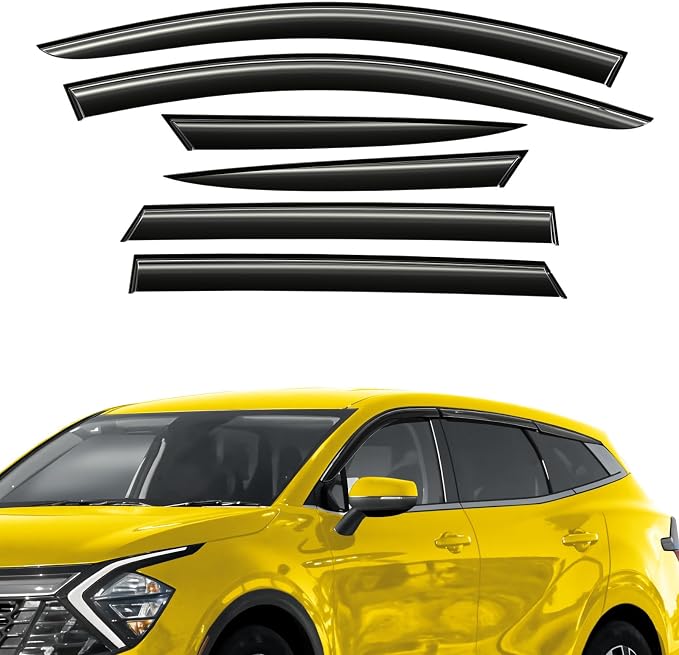 Extra Durable Window Deflectors Tape-On Window Visors Rain Guards Fit for Kia Sportage 2023-2026, Sun Visors, Wind Vent for Shades, Exterior Car Accessories - 6 pcs.AG0205