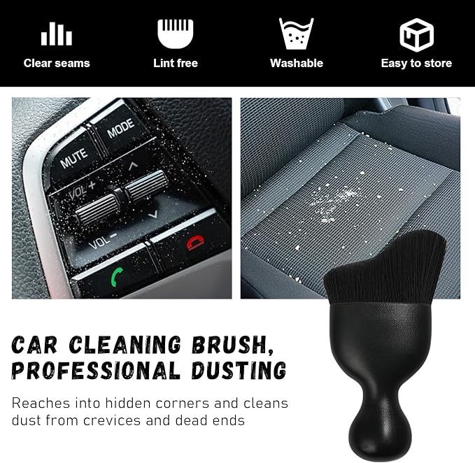 Car Detailing Brush, Curved Soft Bristles Auto Removal Dust Collectors, Universal Vehicle Dashboard, Air Conditioner Vents etc Interior Cleaning Tool Accessories (Black)