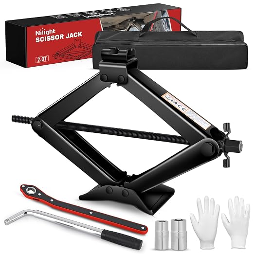 Scissor Jack Kit for Car 2 Ton(4409 lbs), Heavy Duty Portable Steel Scissor Lift Jack Car Tire Changing Kit with Ratchet & Lug Wrench for Sedan SUV MPV, 3.9''-15.7'' Lifting Range, Black