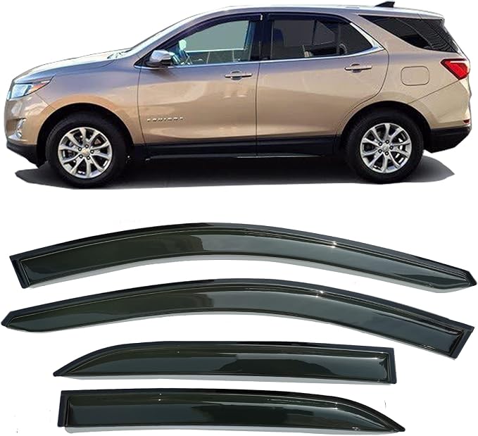 2018-2024 Window Visors Rain Guards for Chevrolet Equinox | Window Deflectors, Vent Visor, Sun Shades, Window Shields, Dark Smoke, Car Accessories