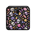 Car Trash Can Organizer Bin with Adjustable Strap for Back Front Seat Console Waterproof Leakproof Collapsible Portable 8.66 Inch Halloween Skulls Lollipops Candies