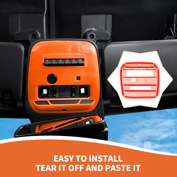 for Bronco Front Reading Light Panel Trim Cover Compatible with 2021-2025 Ford Bronco Interior Accessories 2-Door 4-Door, Orange (with AUX Switches)