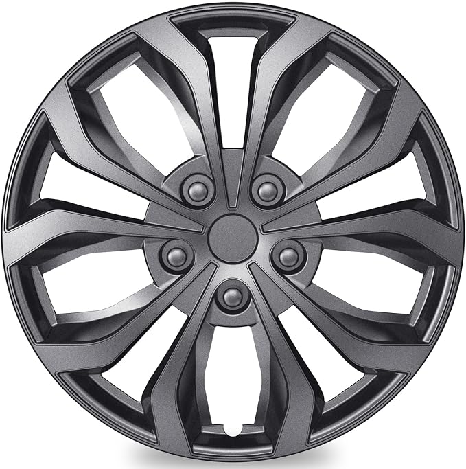 4-Pack Universal Hubcaps Wheel Covers Replacement R17, Steel Wheel Rim Cover for Most Cars Trucks Sedans SUV, 17" 17 in Hub Caps (Gray Color, 17 inch)