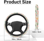 Colorful Flowers Steering Wheel Cover, Cute Printing Steering Wheel Cover Protector for Women, Ultra-Thin with Personalized Pattern Design, for Steering Wheel with a Diameter of 14.5"-15"