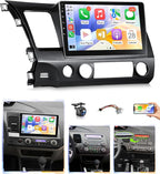 8Core Car Stereo for Honda Civic 2006 to 2011 Wireless Apple CarPlay Android Auto, 10.1IN IPS Touch Screen for Civic Audio Receiver Android Unit 5G WiFi GPS Navi FM RDS EQ DSP HiFi SWC Camera