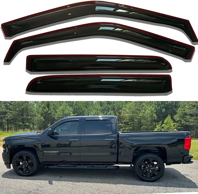 in-Channel Window Visors Rain Guards Fit for Ford F150 2015-2020 SuperCrew | Window Deflectors Vent Visors for Ford F250 F350 F450 F550 Super Duty Crew Cab 2017-2022, Vent Shades Truck Accessories 4pcs