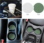 4 Car Accessory Set, Steering Wheel Cover, Ceramic Coasters, Daisy Flower Clip Air Freshener, Crystal Hanging Ornament for Women(Sage Green)