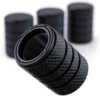 Aluminum Tire Valve Stem Caps – Anti-Rust, Premium Anodized Aluminum, Corrosion-Resistant, Easy Install, Universal Fit for Car, Truck, Bike, SUV – 1 Pack/Set of 4 (Onyx Black)