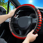 Car Leather Steering Wheel Cover - Carbon Fibre Material, Universal 14.5-15 Inch Leather Anti-Slip Breathable Auto Steering Wheel Covers for Men Women (3D Massage - Sports Red)