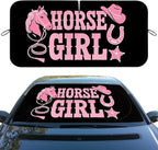 Horse Girl Car Window Sun Shield Cute Pink Cowgirl Western Country Front Window Sun Shade Rays Sun Shade Visor Protector for Car Sedan Truck SUV Accessories 59" L x 31.5" W