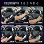Soft Leather Steering Wheel Cover with Breathable Design and Anti-Slip Grip, Fully Compatible with Tesla, Toyota, Honda, Nissan 14.5-15.2 inch Round Steering Wheel（Sedans and SUVs）