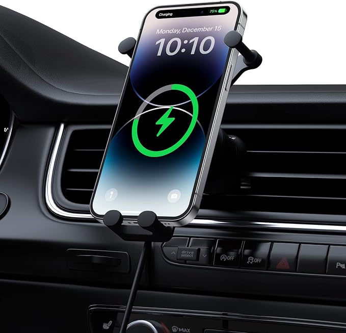 Wireless Car Charger, 15W Fast Charging Phone Mount for Car Vent, Car Phone Holder with Enlarged Charging Coil for iPhone 15 14 13 12 11 10 8 Pro Max Xs, Samsung Galaxy S&Note Series Google LG