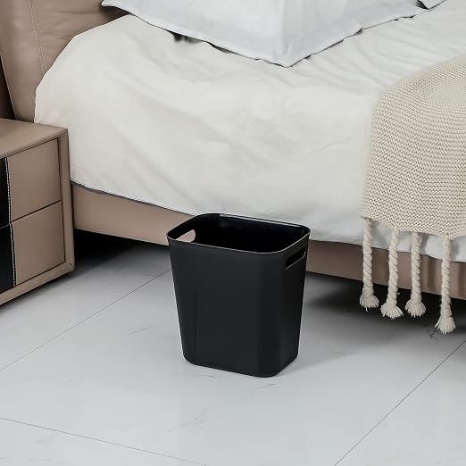 Plastic Small Bathroom Trash Can Wastebasket, 3.5 Gallon, Black, 2 Pack | Compact Sturdy Garbage Can for Bathroom, Laundry Room, Kitchen, Office, Kids Room, Dorm, Durable, Easy to Clean
