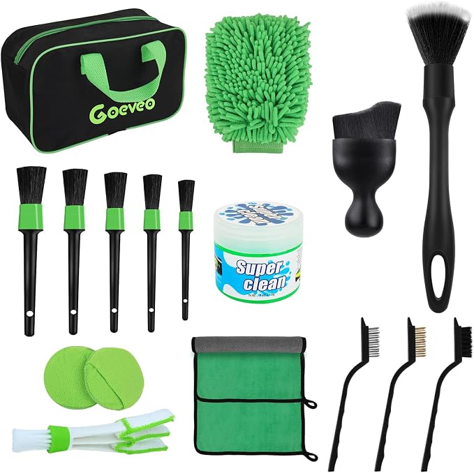 18PCS Car Interior Detailing Kit with Ultra Soft Brushes | Detailing Brush Set for Cleaning Interior, Upholstery Care, Professional Car Care Kit,Car Accessories for Truck Suv Interior