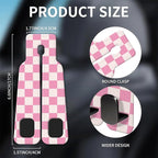Car Seat Headrest Hook, Universal Leather Cute Hanger Holder Hook, Storage Organizer Interior Accessories for Purse Bags Handbag Cute Pink Checkerboard