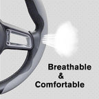 Nappa Leather Steering Wheel Cover - Universal 99% Segmented Steering Wheel Protector (Grey), 2PCs