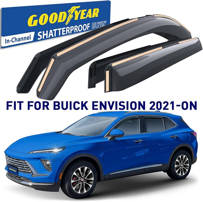 Goodyear Shatterproof in-Channel Window Deflectors for Buick Envision 2021-2026, Rain Guards, Window Visors for Cars, Vent Deflector, Car Accessories, 4 pcs - GY008461