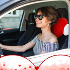 2 Pcs Plush Heart Shaped Pillow with Angel Wings Car Headrest Soft Comfortable Seat Pillow for Driving Travelling Room Office Car Decor, 19.7 x 8.3 Inch(Red)