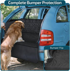 SUV Cargo Liner for Dogs with Side Flaps, Large (54" x 93") Water Resistant Trunk Cover, Non-Slip Pet Area Protector with Bumper Flap, Universal Fit for SUVs Sedans Vans, Black