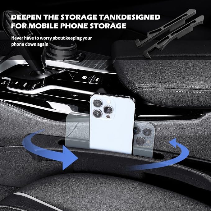 2PCS Deepened Car Seat Gap Filler Organizer,Multi-Purpose 2 in 1 Car Gap Filler with Bottom Charging Opening for Avoiding Item Falling,Universal No Drop Seat Guard for Cars