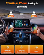 2 in 1 Wireless CarPlay and Android Auto Adapter, One-tap Switch for iPhone & Android, 3s Fast Auto-Connect, Converts Wired to Wireless, Plug & Play for iOS 12+, Cars 2016+