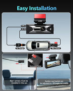 Dual Dash Cam Front 4K+2.5K Rear, 5.8GHz Wi-Fi, 20MB/s Fastest Download Speed with APP, WDR Night Vision, 2160P Dash Camera for Cars, 3" IPS, 24H Parking Mode, Free 64GB Card Included
