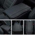 Car Center Console Cover, Upgraded Leather Car Armrest Cushion, Universal Waterproof Cushion Pad, Non-Slip Car Interior Accessories, Fits Most Sedans SUVs Trucks (Black Line)