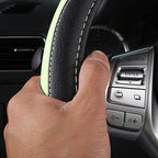 Leather Car Steering Wheel Cover, Non-Slip Car Wheel Cover Protector Breathable Microfiber Leather Universal Fit for Most Cars (Green)