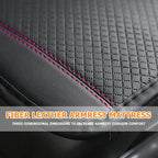 Car Armrest Storage Box Mat, Fiber Leather Car Center Console Cover, Car Armrest Seat Box Cover Accessories Interior Protection for Most Vehicle, SUV, Truck, Car (Black/Pink)