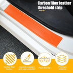 4PCS Car Door Sill Protector, 3D Carbon Fiber Vehicle Entry Edge Guard Trim, Anti-Scratch Automotive Threshold Sill Cover Strips Accessories, Universal for SUV, Sedan, Truck (Orange)