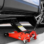 4 Ton Low Profile Floor Jack, Heavy Duty Floor Jack with Dual Pistons Quick Lift Pump, Steel Car Jacks Adjustable Height 4"-21", Hydraulic Trolley Floor Jacks 4 Ton/8000 LBS Capacity, Red