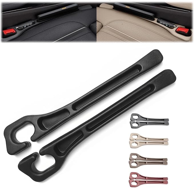 Car Seat Gap Filler Set of 2, Premium Interior Car Accessories, Multifunctional Car Storage Solution with Non-Slip Design, Fits Most Vehicles (Dark)