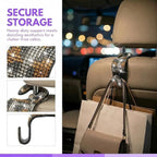 Bling Car Seat Headrest Hooks, 2PCS Leopard Print Backseat Storage Hanger Hooks for Women, Automotive Interior Rear Headrest Decoration Organizers, Universal for Vehicles (Coffee)