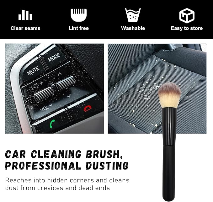 2 PCS Car Detailing Brush, Curved Soft Bristles Auto Removal Dust Collectors, Universal Vehicle Dashboard, Air Conditioner Vents etc Interior Cleaning Tool Accessory (Long-Beige)