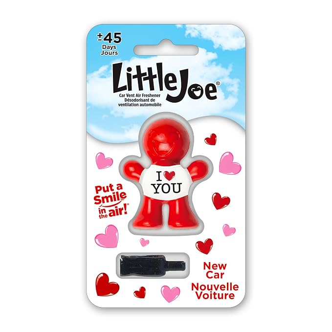 Little Joe 96410 I Love You New Car Scent Car Air Freshener Vent Clip, Fights Odors for up to 45 Days, Long-Lasting Freshness, Cute Car Odor Eliminator, Pack of 1