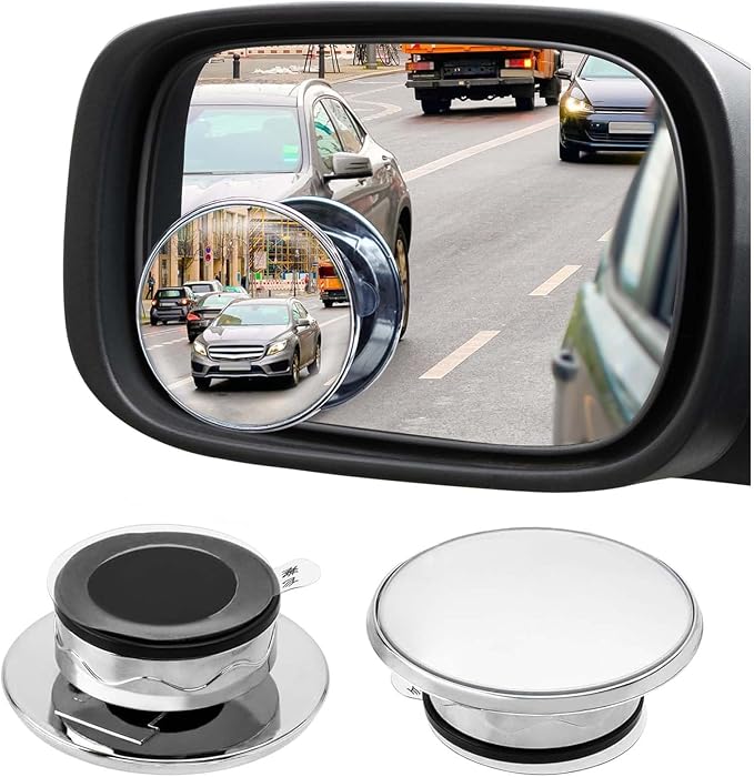 Blind Spot Mirror,2" Round Car Side Mirror Blindspot,Vacuum Suction Cup Blindspot Mirror for Car SUV and Trucks (Silver)