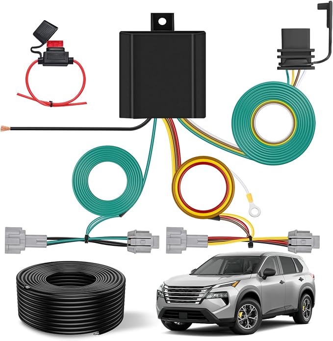 4 Pin Trailer Wiring Harness Kit 56459 Vehicle Standard 4 Way Connector Custom for 2021 2022 2023 2024 2025 Nissan Rogue Simple Fit Tow Hitch Harness