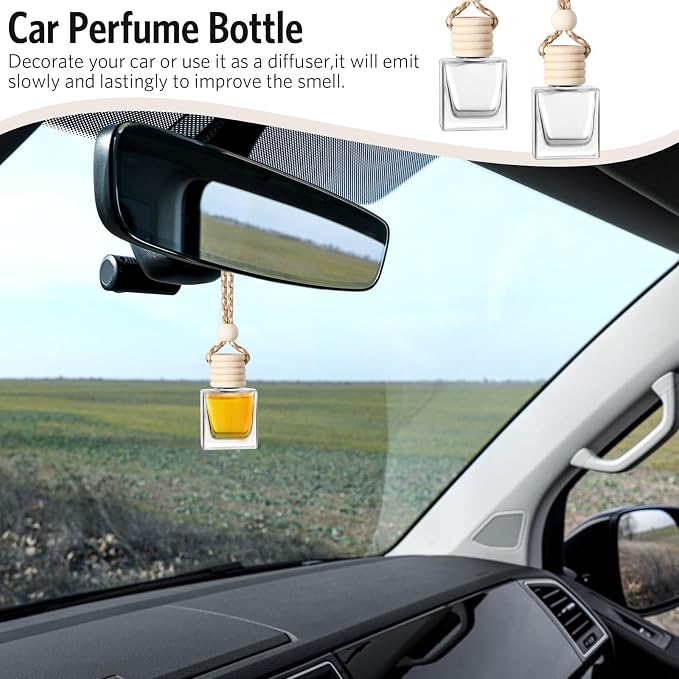 100 Pcs Car Air Fresheners Diffuser with Wooden Cap Empty Aromatherapy Diffuser Clear Car Fragrance Holder Pendant Hanging Perfume Fresheners Bottles for Decor(Cube,Clear)